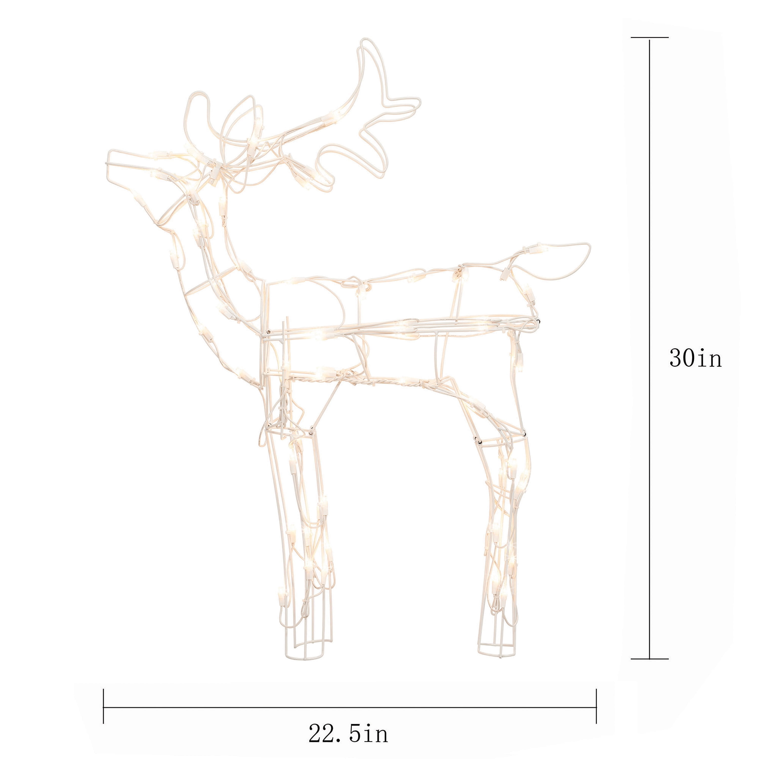 Indoor/Outdoor Light-Up Standing Buck Christmas Decoration with 70 LED Lights, Warm White, 30", by Holiday Time