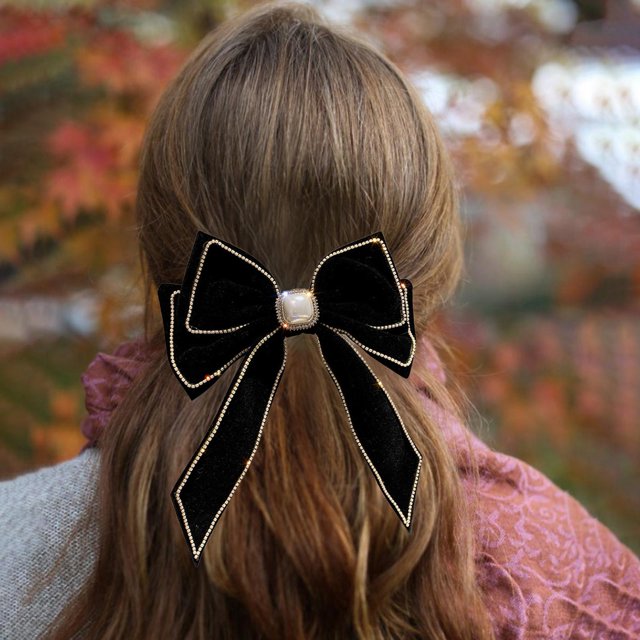 Pasadores para el cabello Clip Clips de metal Sombreros Accesorios para el cabello Nudo de lazo vintage Moda Pasador francés Lazos para el cabello Negro Baoblaze pinza de pelo de lazo
