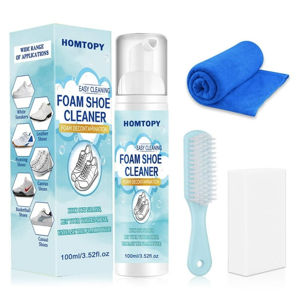Ganfancp Kit Limpiabotas Blanco Limpiabotas con Cepillo y Toalla Espuma Sin Aclarado Limpiabotas Elimina Suciedad y Manchas 100Ml Artículos En Liquidación Espuma Limpiadora*1 Cepillo*1 Esponja*1 Paño