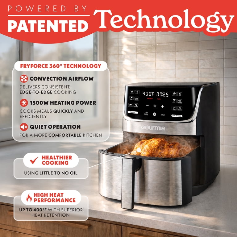 Gourmia, Air Fryer, 7 Qt, Digital Display with 12 Presets