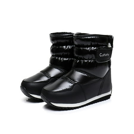 

GENILU Girls Breathable Non-Slip Snow Boot Warm Lined School Plush Winter Shoes Black 6.5C