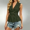 thumbnail image 7 of Stamzod Blazers for Women Business Casual Summer Sleeveless Dress Jacket V-Neck Lapel Ruffled Blazer with Bow Pockets Army Green XL, 7 of 7
