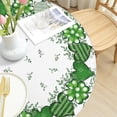 thumbnail image 5 of St. Patrick''s Day Round Fitted Tablecloth Best for 40"-44" White Green Table Cloth Shamrock Elastic Edge Waterproof Stain Resistant Washable Clover Table Cover for Party Picnic Indoor Decor, 5 of 8