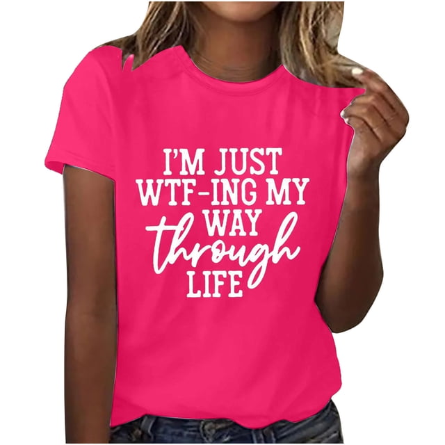 Pompotops T-Shirts Imprimés pour Femmes et Filles, Manches Courtes, Col Rond, Blouse, Liquidation
