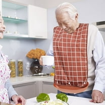 PAMINGONO 1Pcs Coffee TPU Adult Bib for Seniors Protect Clothing Waterproof and Reusable