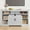 Wood-Tone and White, variant on Sunvivi Farmhouse TV Stand for 65 Inch TV, Rustic Gray Entertainment Center with Sliding Barn Door, Fireplace Compatible