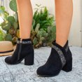 thumbnail image 6 of Willtoo Women's Ankle Booties Faux Suede Glitter Decor Block Heel Short Boots, Side Zipper Closed Toe Fashion Ankle Boots Dress Footwear, 6 of 6