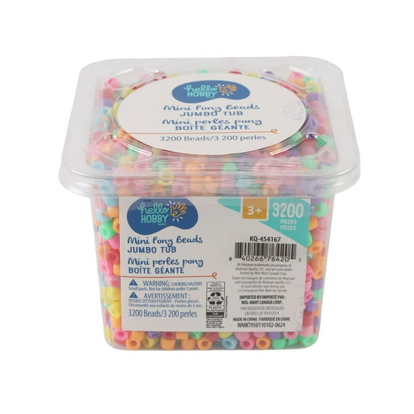 Hello Hobby Mini Pony Beads Tub for Kids Craft
