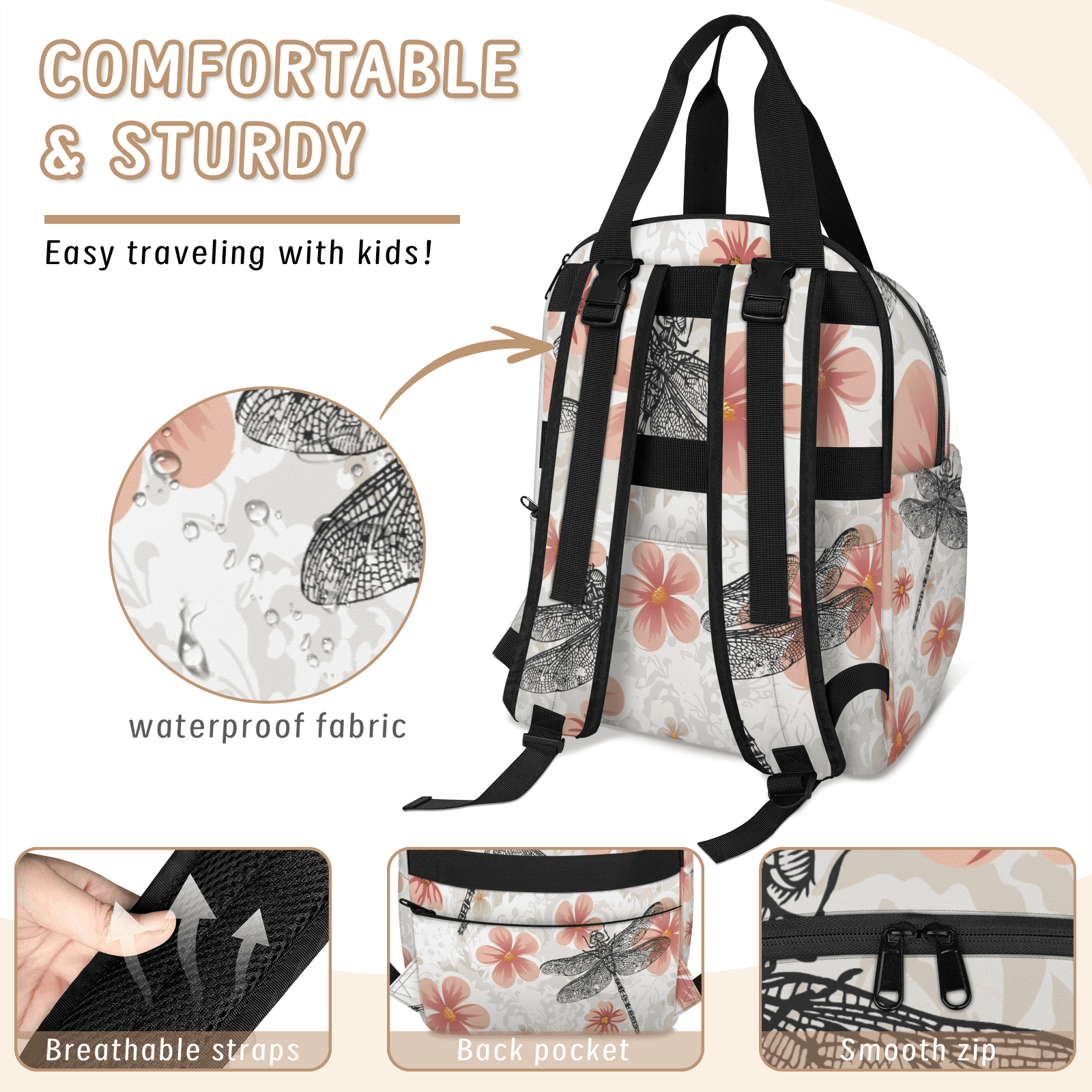 Diaper Bag Backpack,Multifunction Baby Travel Bag with USB Charging Port,Insulated Pocket,Stroller Straps,Maternity Backpack