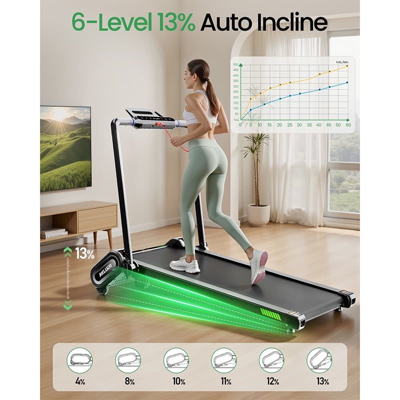 330 lbs Portable Folding Treadmill, 2.5 HP Foldable Compact Treadmill for Home Office, Walking Running Treadmill with LED Display for Exercise