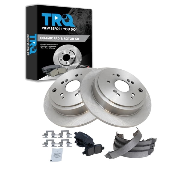 TRQ Rear Ceramic Brake Pad & Rotor Kit Fits Select 2003-2008 Honda Pilot