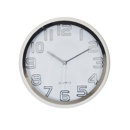 Three Star XK508 12 in. Round Silver Finish Wall Clock