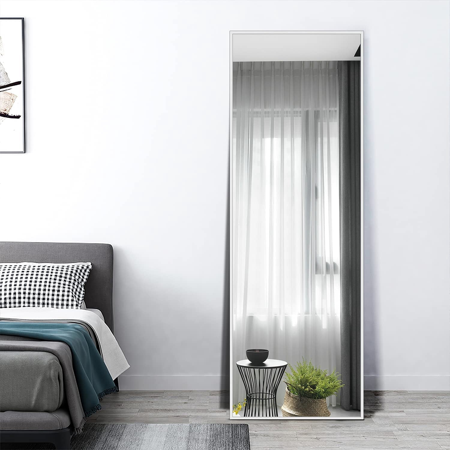 59"x20" Full Length Mirror Freestanding Mirror for Living Room Ivory White