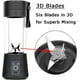 thumbnail image 2 of Licuadoras portátiles Vaso Licuadora de frutas Licuadora de jugo eléctrica Recargable por USB, 6 cuchillas 3D para una mezcla excelente, 380 ml Negro, 2 of 4