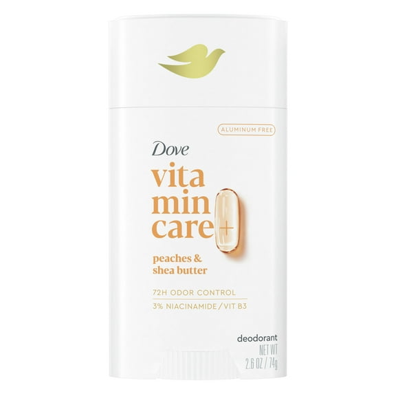 Dove VitaminCare  Aluminum Free Deodorant Stick for Women Peaches & Shea Butter, 2.6 oz