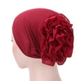 thumbnail image 1 of Women Big Flowers Solid Ruffle Cancer Chemo Elegant Hat Beanie Turban African Head Scarf Wrap Cap, 1 of 8