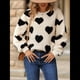 thumbnail image 5 of Sudadera Holgada de Larga con Cuello Redondo y Estampado de Corazón de Peluche para Mujer, para Otoño e Invierno. Amor Negro XXL, 5 of 8