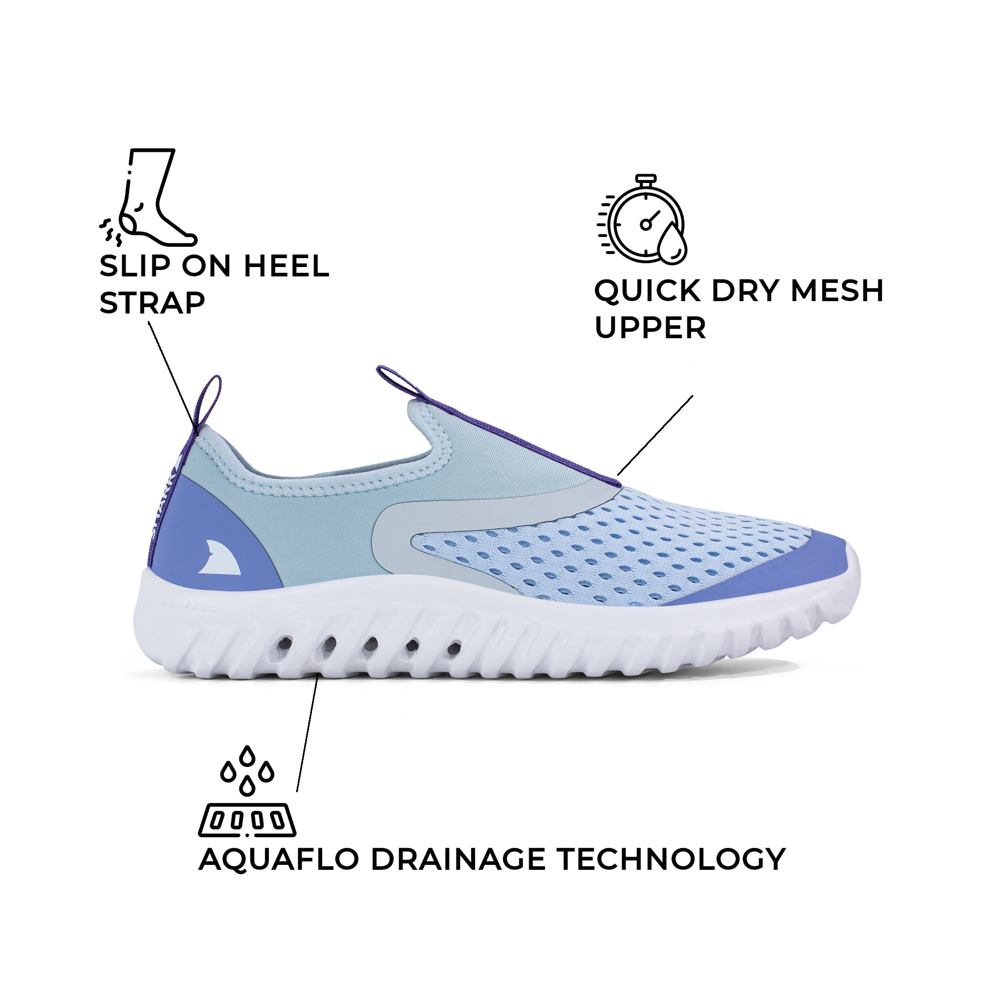 Rugged Shark Women's Pull On Water Sneakers