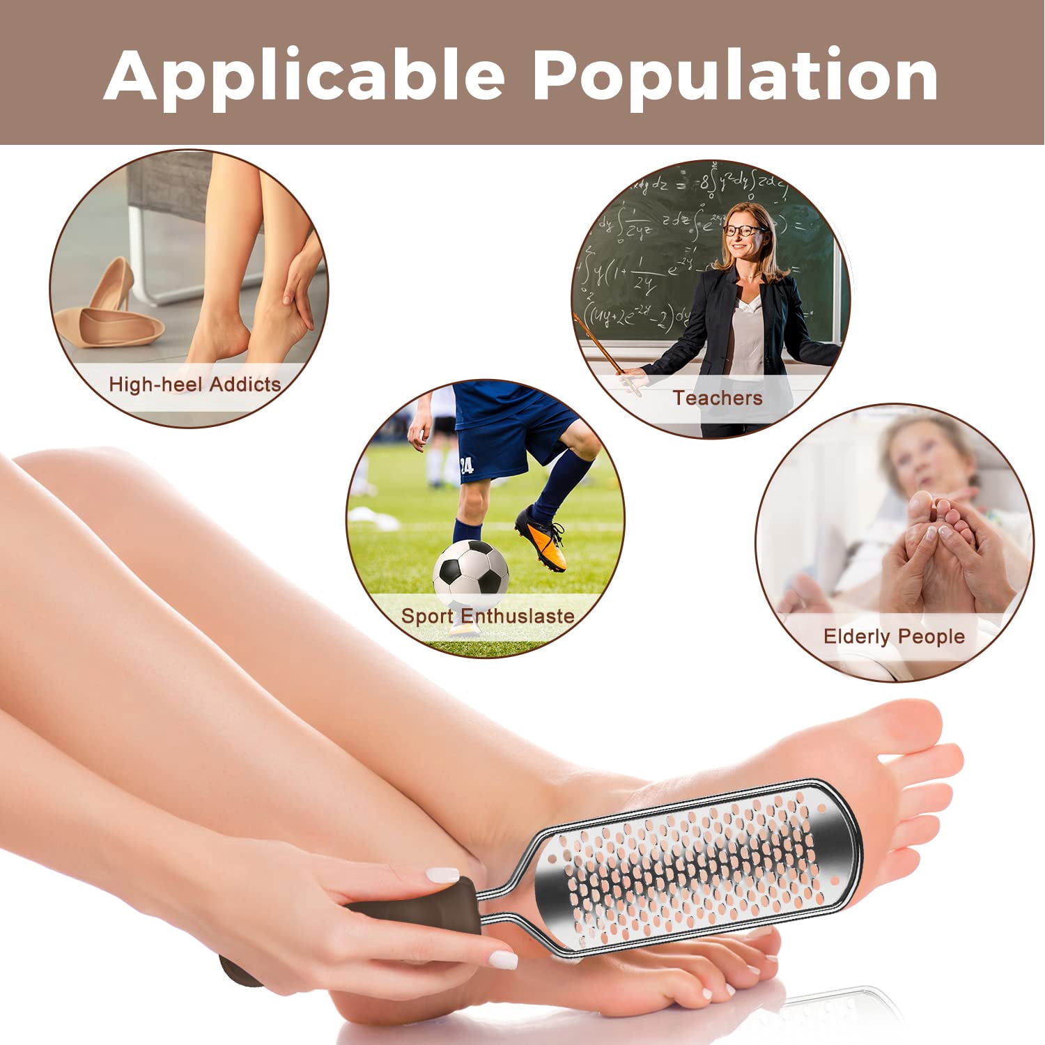 Foot File Foot Scrubber Pedicure - Callus Remover for Feet Professional Grater Rasp Foot Scraper Corns Callous Removers Cracked Dead Skin Remover for Dry and Wet Feet (Golden)