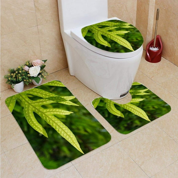 XDDJA Fern in My Garden 3 Piece Bathroom Rugs Set Bath Rug Contour Mat and Toilet Lid Cover