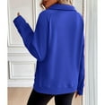 thumbnail image 3 of Previn Women's Fashion Sweatshirt Pullover Half Zip Kangaroo Pocket Regular Fit Fall Long Sleeve Lapel Sweatshirt Royal Blue Large, 3 of 5
