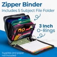 thumbnail image 2 of Case-it The Mighty Zip Tab Zipper Binder - 3 Inch O-Rings - 5 Color Tab Expanding File Folder - Multiple Pockets - 600 Sheet Capacity - Comes with Shoulder Strap - Key Lime D-146, 2 of 7