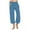 Blue, variant on ibuvkizy Clearance 2024 Capris for Women Casual Summer Fashion Lightweight Cotton Linen Pants Drawstring Elastic Waist Wide Leg Capri Pant with Pockets Plus Size Activewear