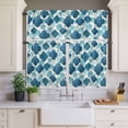 thumbnail image 2 of Blue Moroccan Curtain Valances Set Abstract Gradient Gold Blue Geometric Kitchen Curtains 36&nbsp;inch Length Rod Pocket Valance and Tiers 3 Piece Set Small Bedroom Bathroom Laundry Decor, 2 of 9
