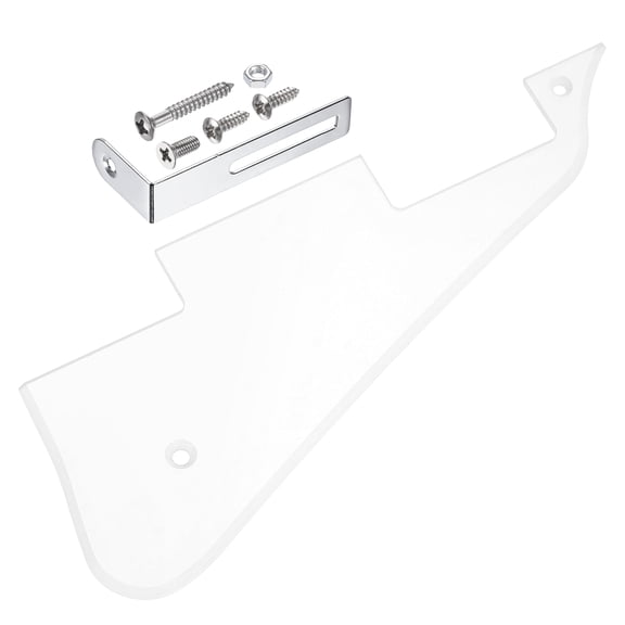 Uxcell 1 Ply LP Guitar Pickguard, 2-Hole Electric Guitar Pickguard Scratch Plate with Silver Chrome Bracket for Les Standard Series, Transparent