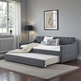 thumbnail image 3 of Tcbosik Twin Size Upholstered Linen Daybed with Trundle, Modern Sofa Bed with USB Port, Space Saving, No Box Spring Needed, Dark Gray, 3 of 9