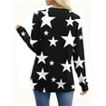 thumbnail image 4 of Tunics Tops for Women Long Sleeve Crewneck Star Printed Casual Pullover Sweatshirt Black L, 4 of 7