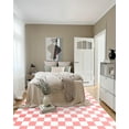 thumbnail image 6 of Softlife Classic Milk Flannel Checkered Rug for Living Room, 2' x 3', Pink & White, 6 of 9