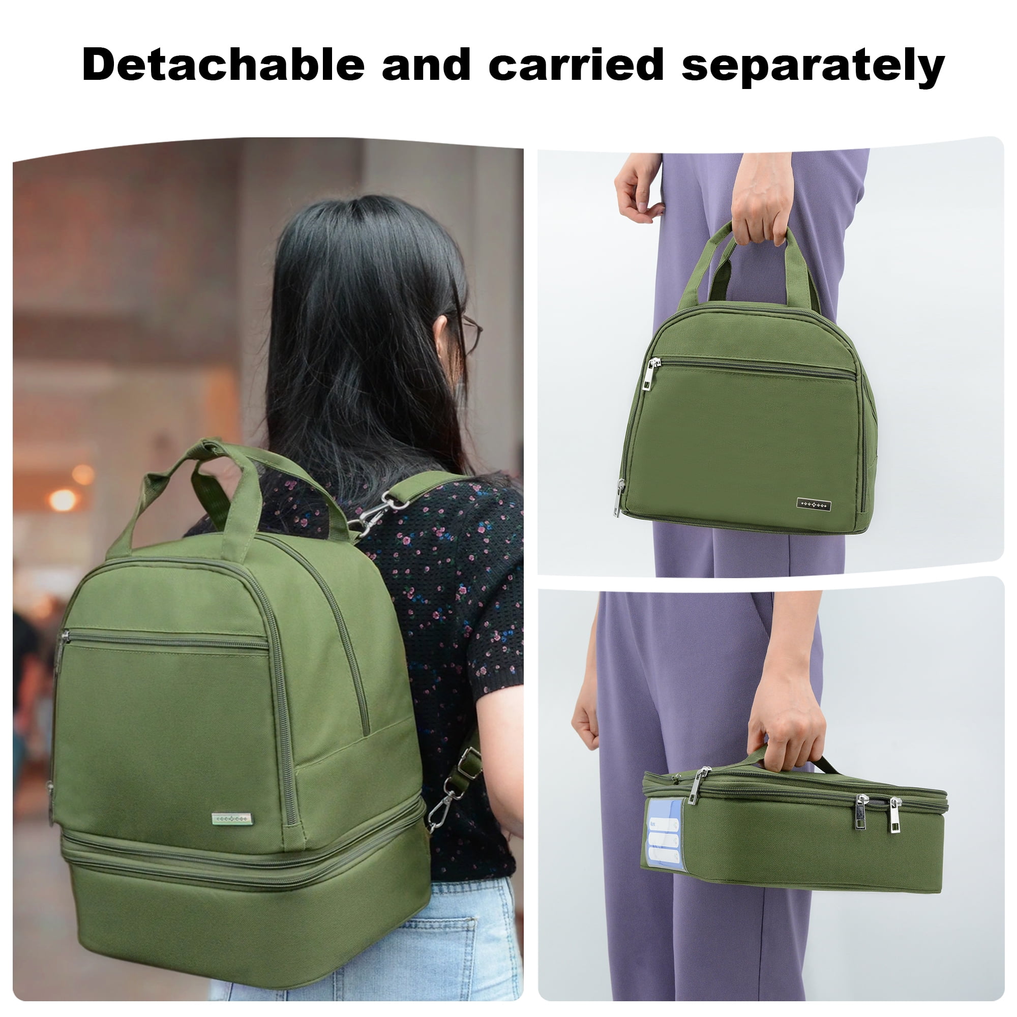 Breast Pump Bag, Wearable Breast  Pump Backpack with Pockets for Working Mom, Green