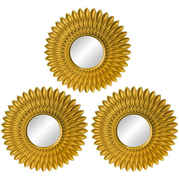 Tizuqe Gold Mirrors for Wall Decor Set of 3 Hanging Ornament Art Crafts Supplies for Home Bedroom Bathroom Small Round Wall Mirror Decoration Light Luxury Gift