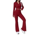 thumbnail image 1 of Conjunto de Dos Piezas para Mujer, Pantalón Corto de Larga con Cremallera y Pantalones, Chándal Sexy y Ajustado para Estar en Casa. Vino Tinto XL, 1 of 6