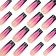 thumbnail image 3 of Uñas postizas BABALAL largas cuadradas French tip con glitter, 24 piezas, 3 of 8