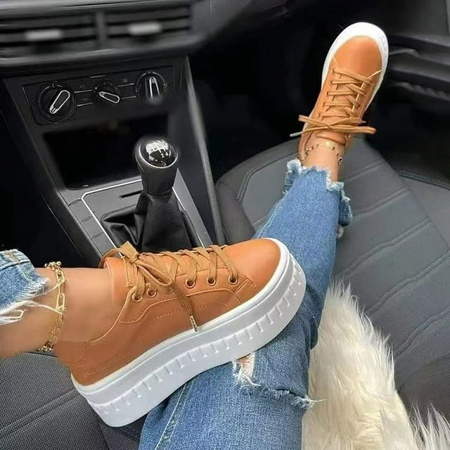 Qertyioot Espadrilles de Mode pour Femmes Liquidation Confortables pour la Marche Chaussures à Lacets