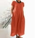 thumbnail image 1 of Vestido Lino Algodón Vestidos casuales Moda Vestido de lino de algodón Tallas grandes Ropa de mujer (Naranja 4XL) Cgtredaw Para estrenar, 1 of 1
