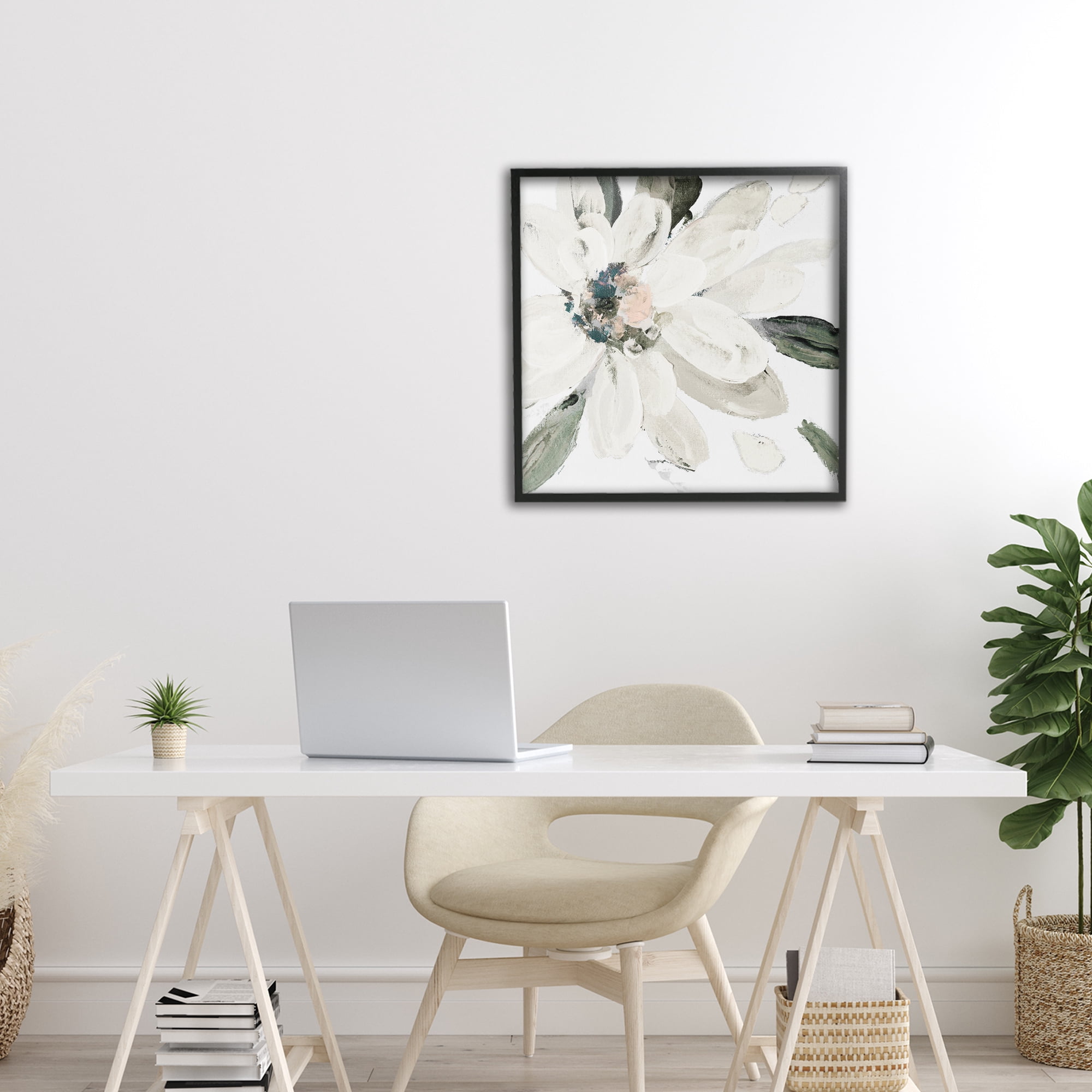 Stupell Industries Naturally Blooming White Flower Black Framed Giclee Art, design by Lanie Loreth