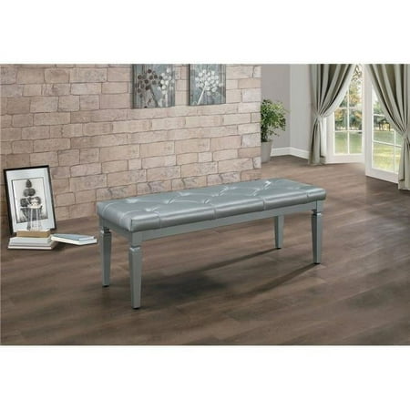 Lexicon Allura Faux Leather Bench in Silver