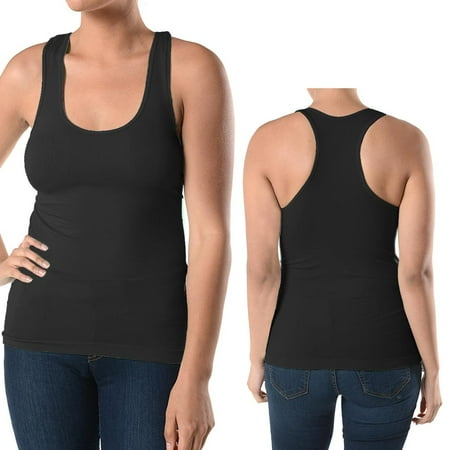 Womens Plus Size Basic Cami Tank Top Racerback Stretch Long Shirt Yoga Sport