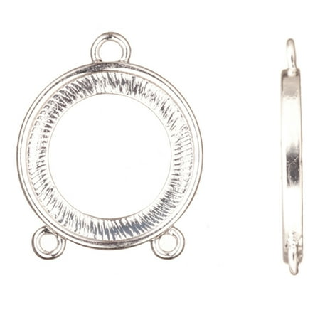 - link findinGram/Connector, Silver-Plated Opened Round 2 Loop Bezel Cup Setting 27x22mm Fits 19.5mm Cabochon