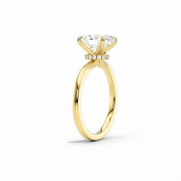 Cora Jewellery 2CT Round Moissanite Engagement Ring, Solitaire Hidden Halo Ring for Women, 10K Yellow Gold, 5 US