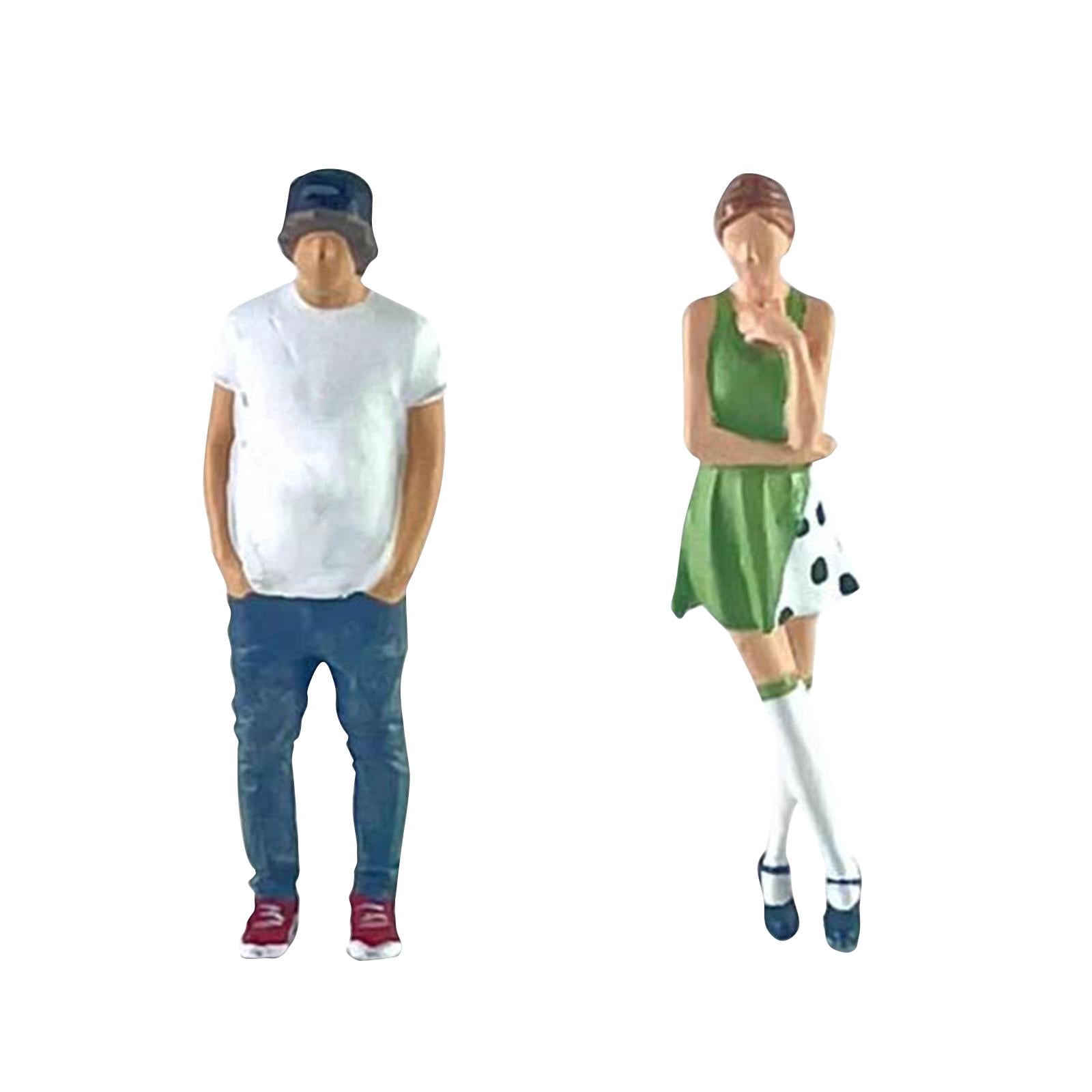 Rushawy 1/64 Woman and Man Figures S Gauge Mini People Fairy Garden Resin Decoration