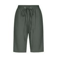 thumbnail image 4 of QATAINLAV Bermuda Shorts for Women Plus Size Loose Knee Length Short Pants Summer Drawstring Beach Shorts with Pockets Vacation Outfits Army Green L My Orders Placed By Me, 4 of 6