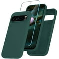 thumbnail image 1 of KOMI for Google Pixel 9/9 Pro Case, Silicone Phone Case with 1 Screen Protector, Soft Anti-Scratch Microfiber Lining, Full Body Shockproof Slim Cover Support Wireless Charging, Deep Green, 1 of 5