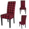thumbnail image 5 of Dining Room Chair Covers Set of 6, Stretch Buffalo Plaid Kitchen Chair Cover Removable Washable Parsons Chair Slipcovers for Dining Room, Hotel, Ceremony (Black/Red Plaid), 5 of 6