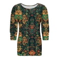 thumbnail image 4 of Yuanlook 3/4 Sleeve Tops for Womens Casual Round Neck Shirts Business Work Blouses Trendy Dressy Tunic Top - Multicolor - S, 4 of 7