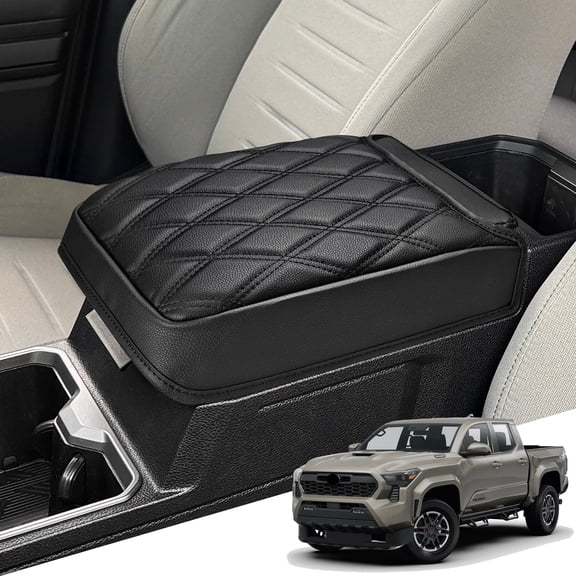 KBH Center Console Armrest Cover for 2024-2026 Toyota Tacoma & 2025 2026 Toyota 4Runner, PU Leather Middle Console Cover Protector Pad for Truck Accessories