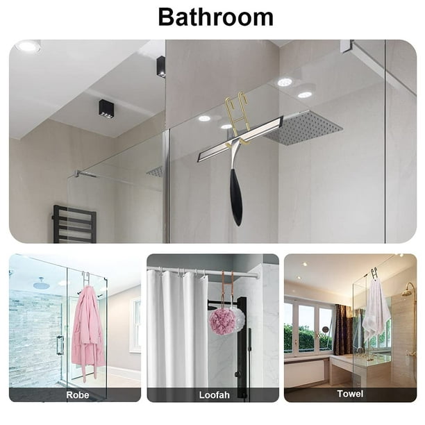 Over Shower Glass Door Hook, 2 Pack Silver 304 Stainless Steel Extended  Shower Door Hooks, Bathroom Frameless Drilling-Free Hanger, Double Side  Towel